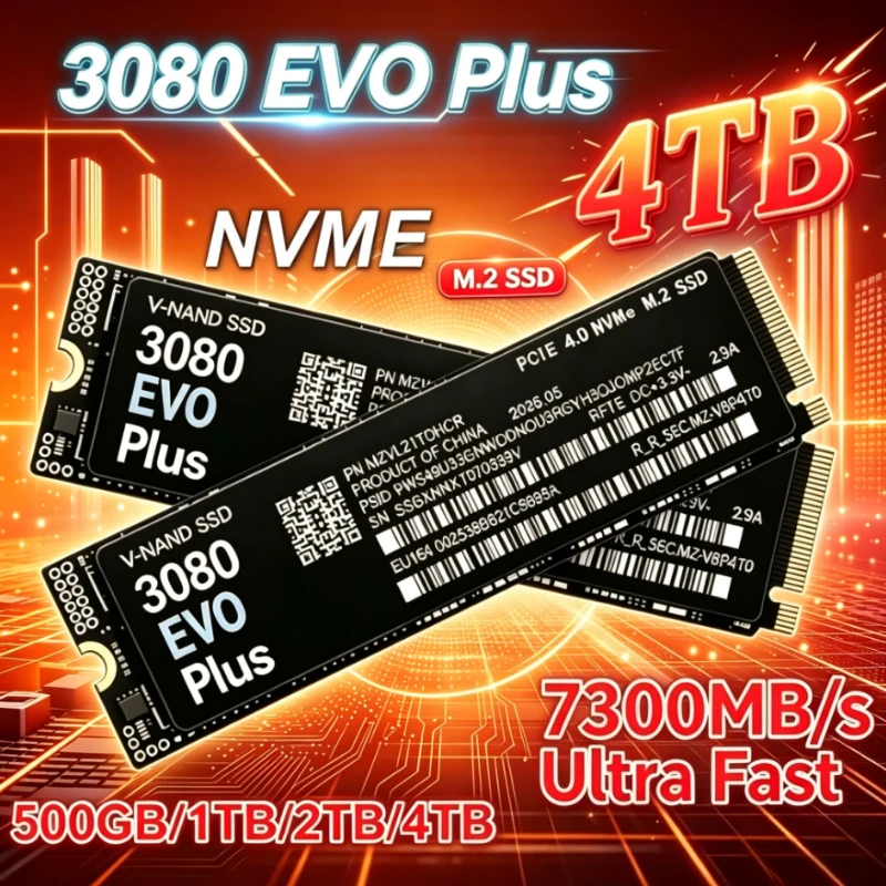 Internal M.2 2280 NVMe SSD 3080 EVO plus PCIe4.0 X4 7300MB/s TLC 3D NAND 1TB 2TB Solid State Storage for PS5 Gaming PC Desktop