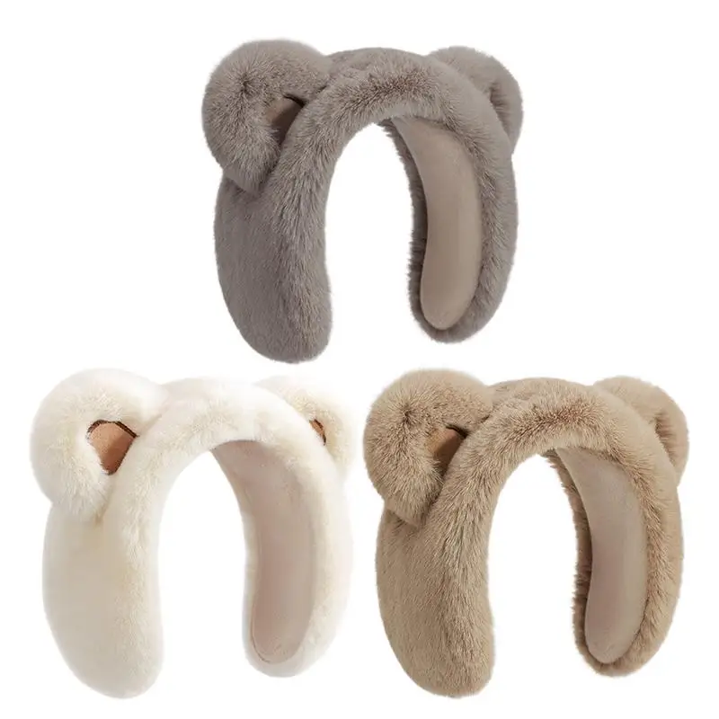 Orejeras de oso para niñas, orejeras cálidas de oso pequeño de dibujos animados, cubierta para las orejas para invierno y exteriores, diadema para estudiantes, Protector de oídos cálido y bonito