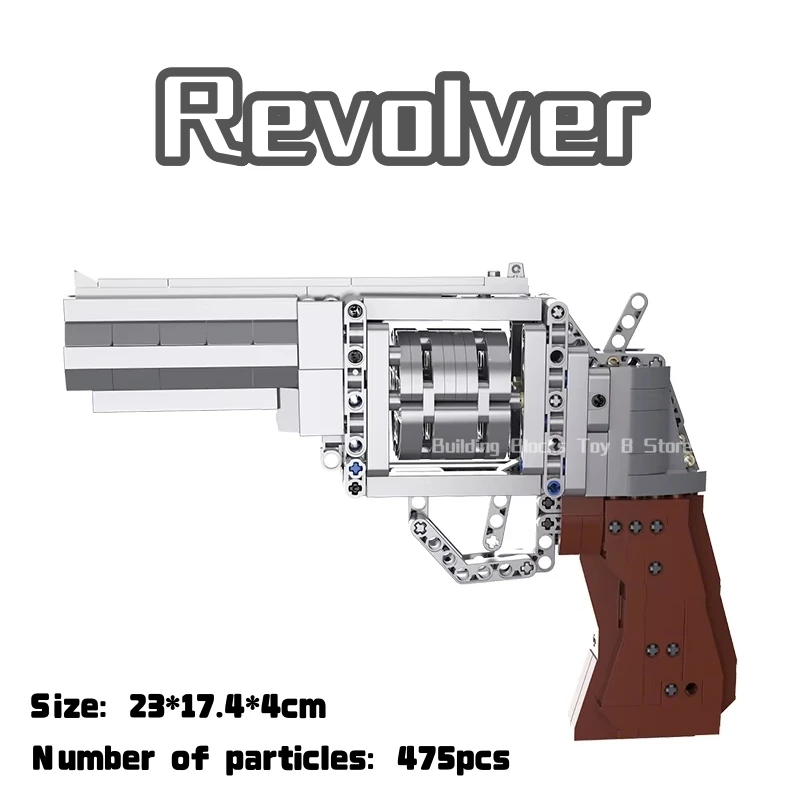 

In Stock 475pcs Technical City Police Pistol Military WW2 Revolver Building Blocks Model Shootable Imitation Gun Kids Gifts Toys