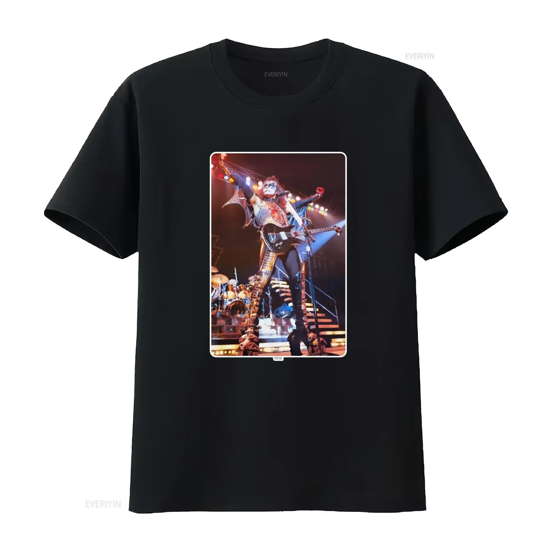 Camiseta Vintage de los 70 y 80 de Gene Simmons de Kiss, Estilo Rock, Lavada, de Diseñador, para Uso Diario, Elástica