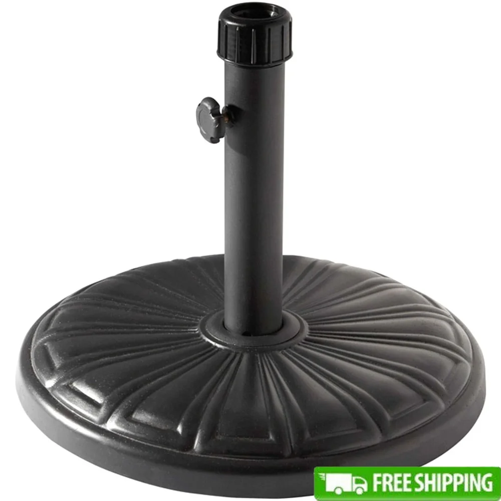 

Outdoor Iron Umbrella Base Weather Resistant 20lbs Stability UV Protection Durable Design Patio Garden Use