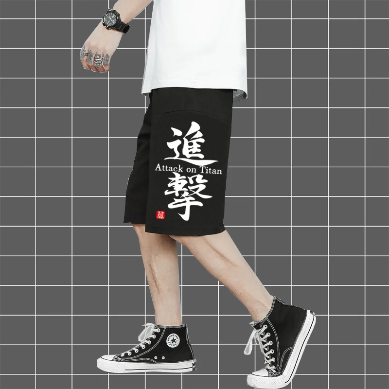 Attack the giant anime perimeter Free Wings sports shorts for boys teens summer loose five quarter slacks