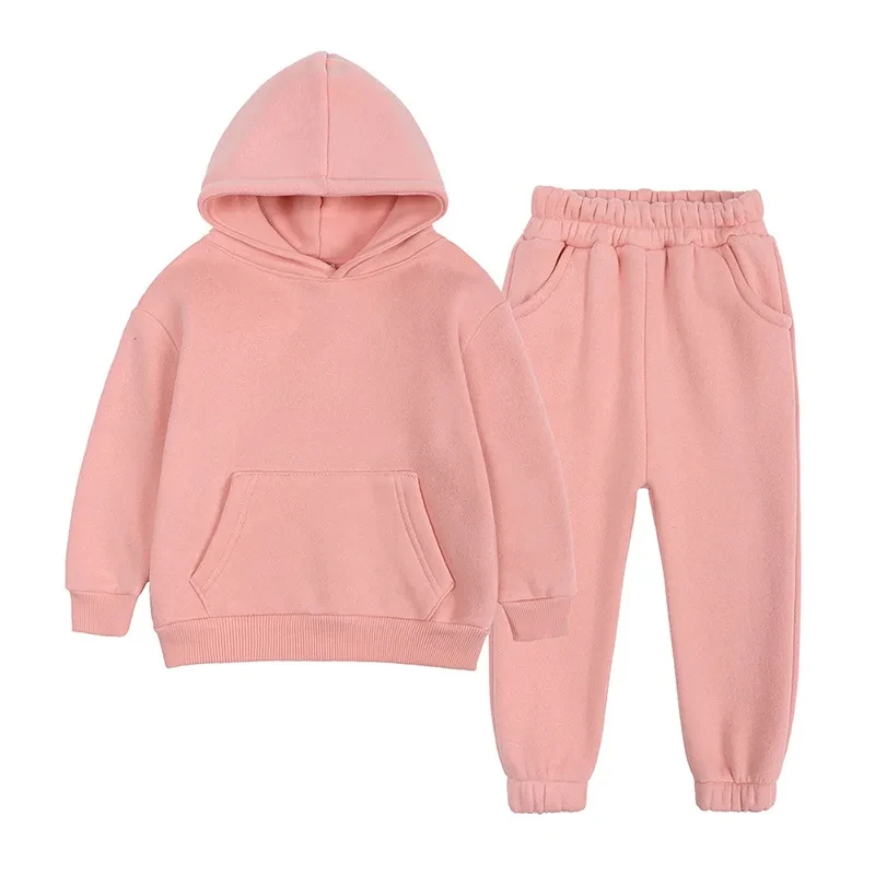 new fleece winter children\'s clothing Girls Hoodie Sportswear 2Pcs Tracksuit for Children Clothes Thick Fleece Kids Outfits 6 ye