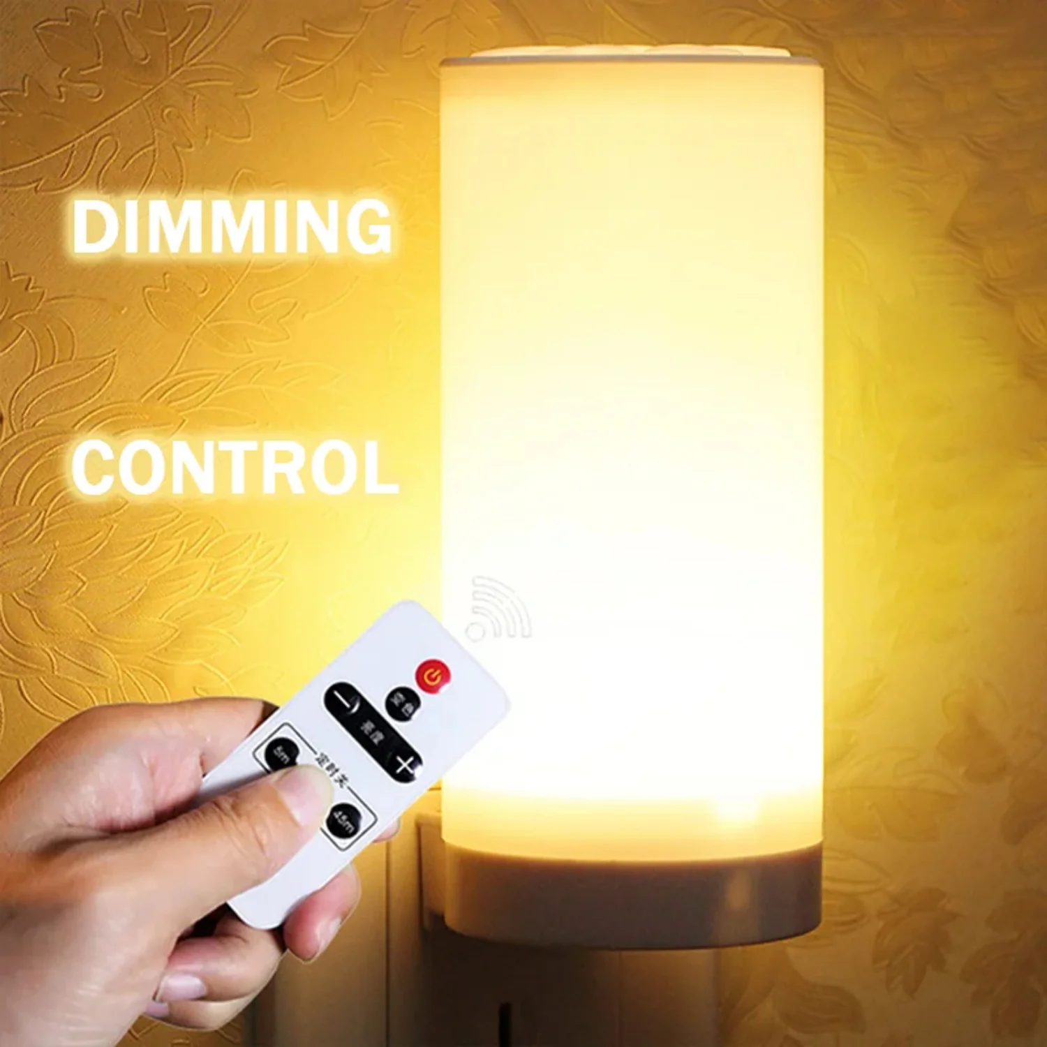 

LED Night Light Stepless Dimming EU/ Plug Socket Wall Lamp With Timing Remote Bedroom Bedside