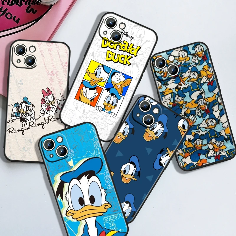 Disney Donald Duck For Apple iPhone 15 14 13 12 11 XS XR X 8 7 6 6S 5 5S Pro Max Plus Black Cover Phone Case