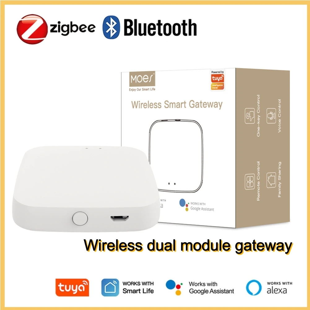 

MOES New Multi-mode Smart Gateway ZigBee Bluetooth Mesh Hub Work with Tuya Smart App Voice Control via Alexa Google Home