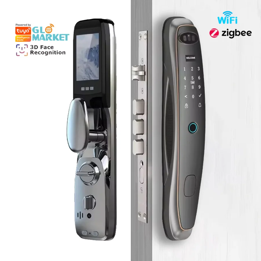 

Glomarket Tuya Smart 3d замок с распознаванием лиц биометрический отпечаток пальца Wi-Fi Zigbee пульт дистанционного управления интеллектуальный дверной замок