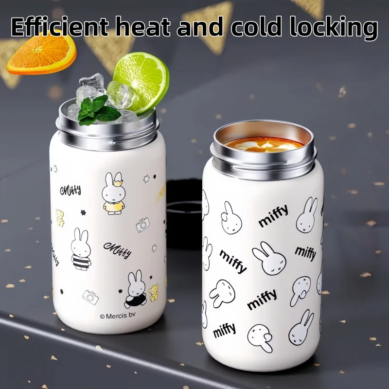 380ML Miffy Thermos Cup 316 Stainless High Quality Creative with Lid Cold Drink Cup Student Portable Mini Thermos Water Cup Gift - view 3