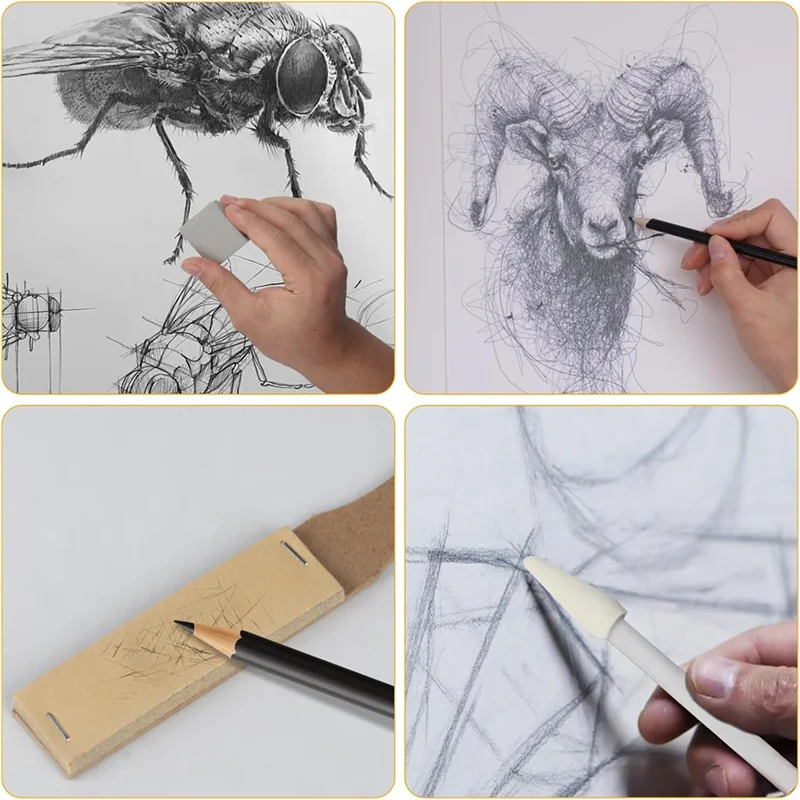 

T99C-40 шт. инструменты для рисования эскизов для художников, палочки для смешивания для рисования, карандаши для растушевки угля