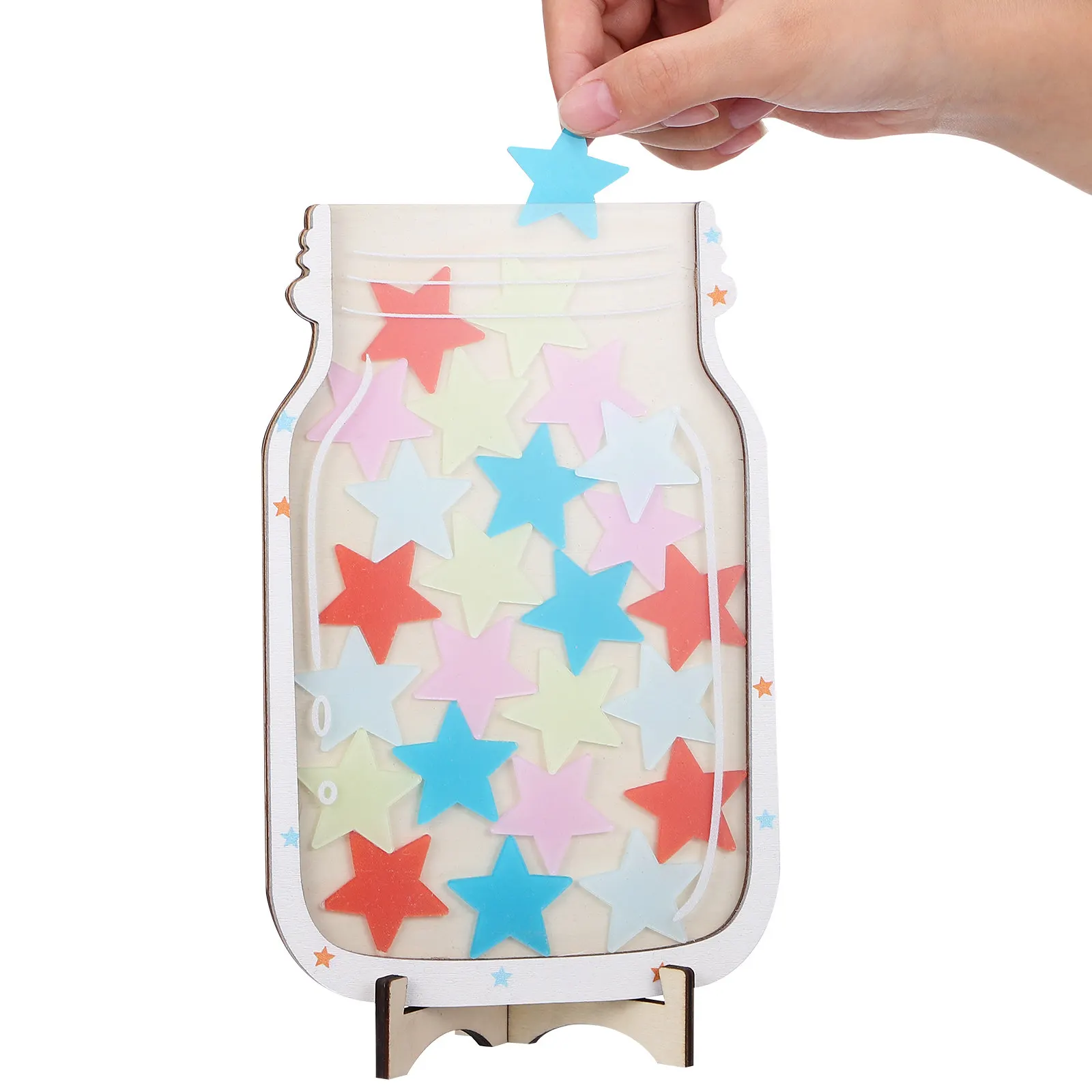 

Набор из 1 шт. деревянной банки для поощрений Star Reward Jar для класса, система мотивации поведения, инструменты для награждения, таблица заданий