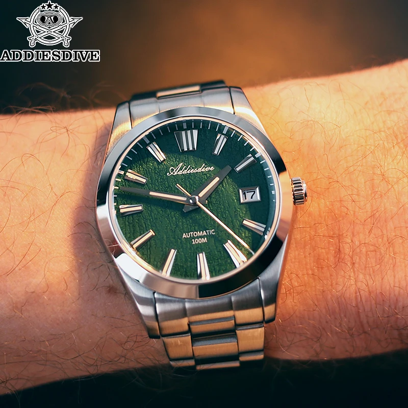 

ADDIESDIVE AD2075 Luxury Automatic Mechanical For Men Green Texture Dial Sapphire Crystal BGW9 Luminous Diver Watch reloj hombre