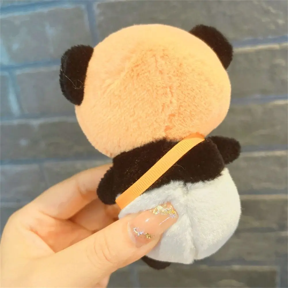 Fluffy Fruit Panda Doll Keychains Pompom Bag Key Ring Plush Keychains Kawaii Stuffed Animal Panda Keyrings Women Girls