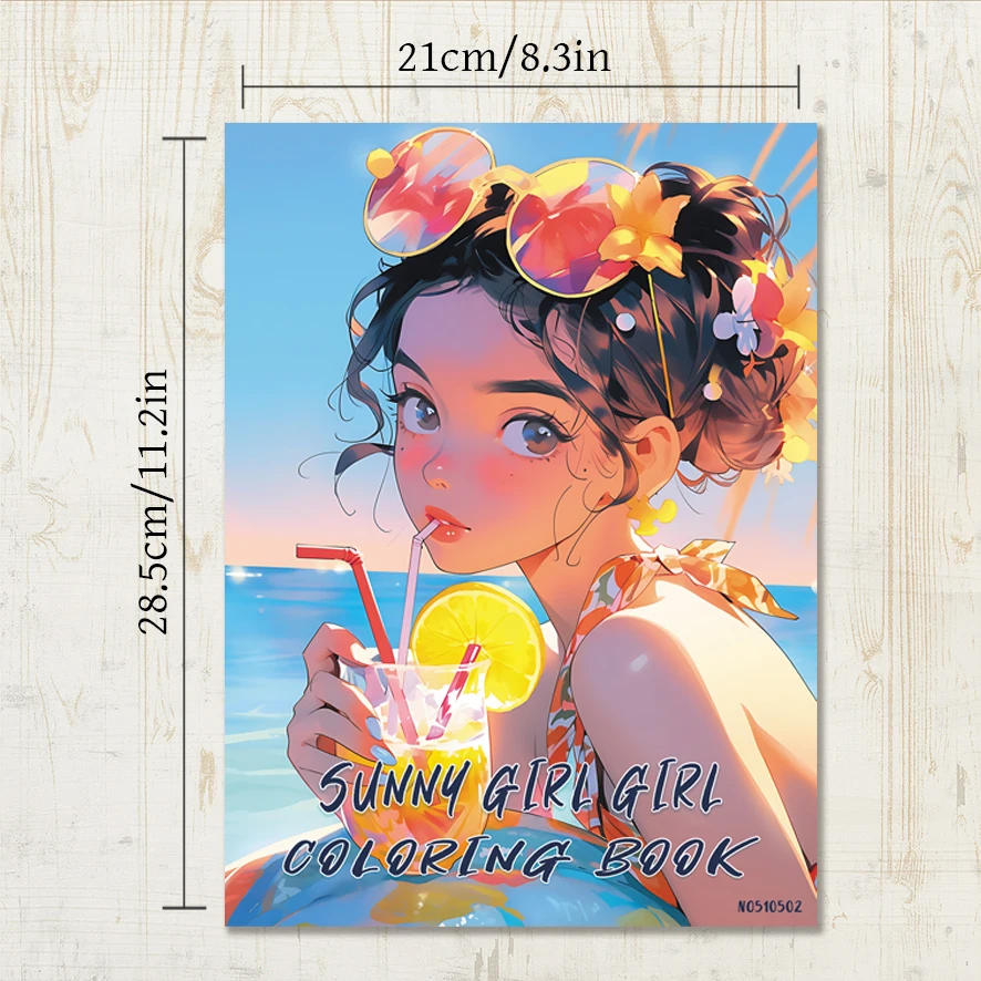 Sunshine Girl Creative Stress Relief Adult Coloring Book - 8.3 x 11.2 inches 22 pages - Office Stress Relief, Concentration Trai