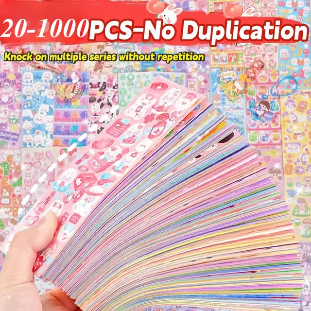 20-1000 PCS Cute Stickers Kawaii Cartoon Laser Sticker No repeat for