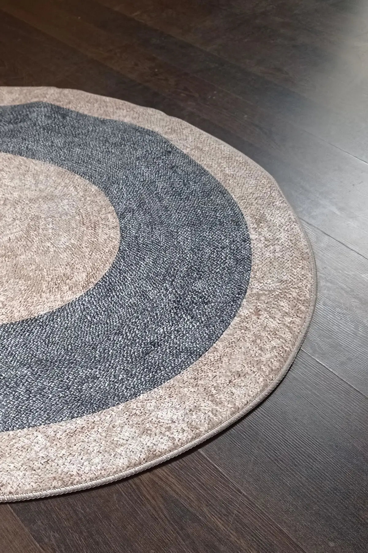 

Dovi gray patterned round carpet easy to clean non-slip-based carpet