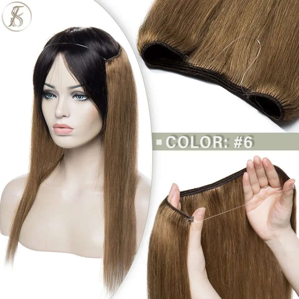 TESS Natürliche Haar Extensions Bundles Menschliches Haar 16-24inch 60g-80g Draht In Haar Extensions gerade Haarteil Unsichtbare Fisch Linie – Detail 11