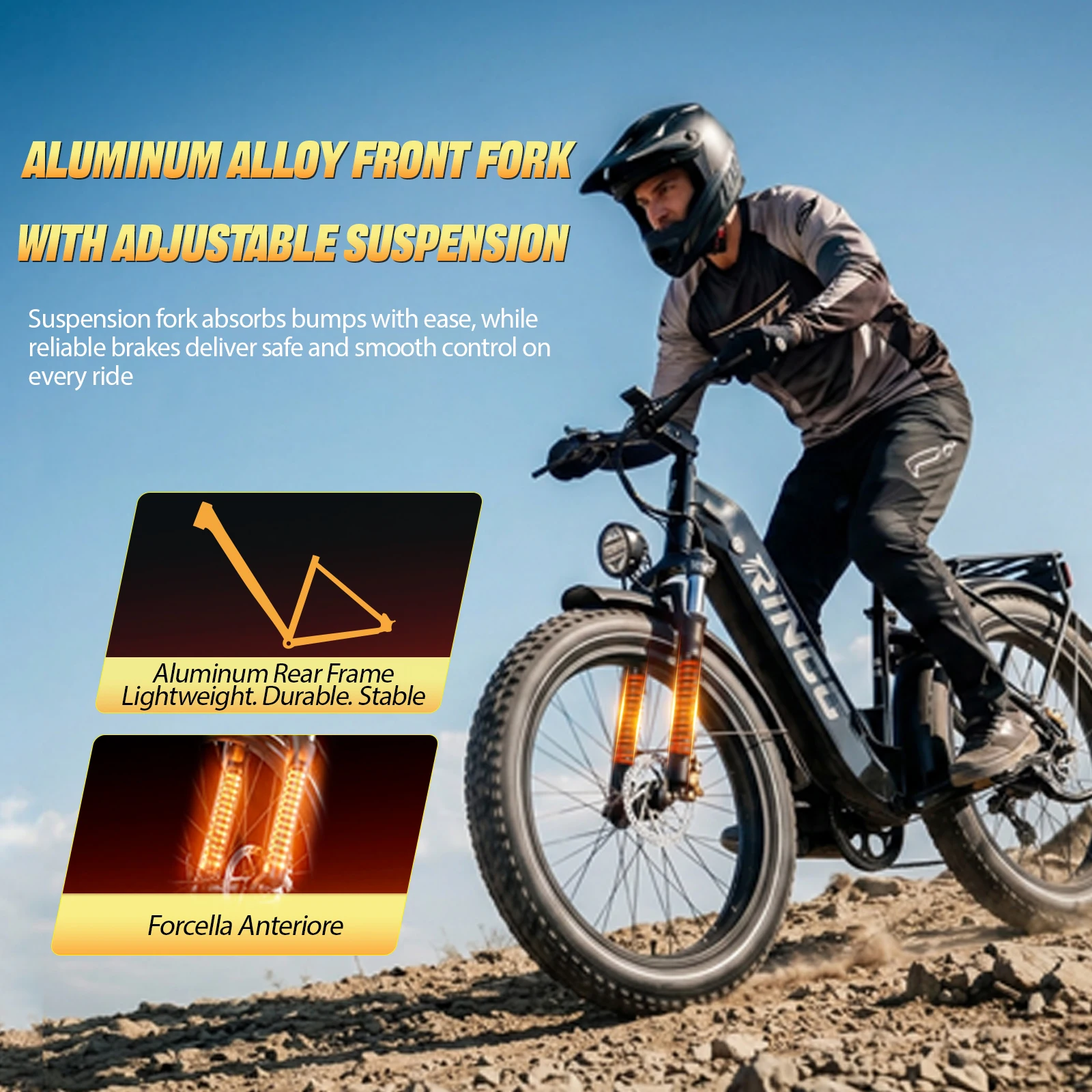 Bicicleta eléctrica Rincc RN60 48V 20AH para adultos, con neumáticos gruesos de 26*4 pulgadas, 7 velocidades, autonomía eléctrica pura de 40-60 km, bicicleta de montaña con motor de 250W, cuadro ligero de aleación de aluminio, batería de litio, frenos de disco delanteros y traseros, bicicleta eléctrica todoterreno para nieve, arena, playa, carretera y fuera de carretera.
