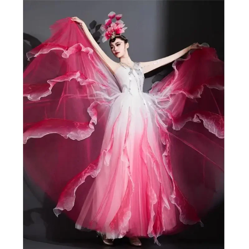 Women's Opening Stage Petal Skirts, Beautiful Festival Stage Performance Costumes, Modern Singer and Dancer Costumes