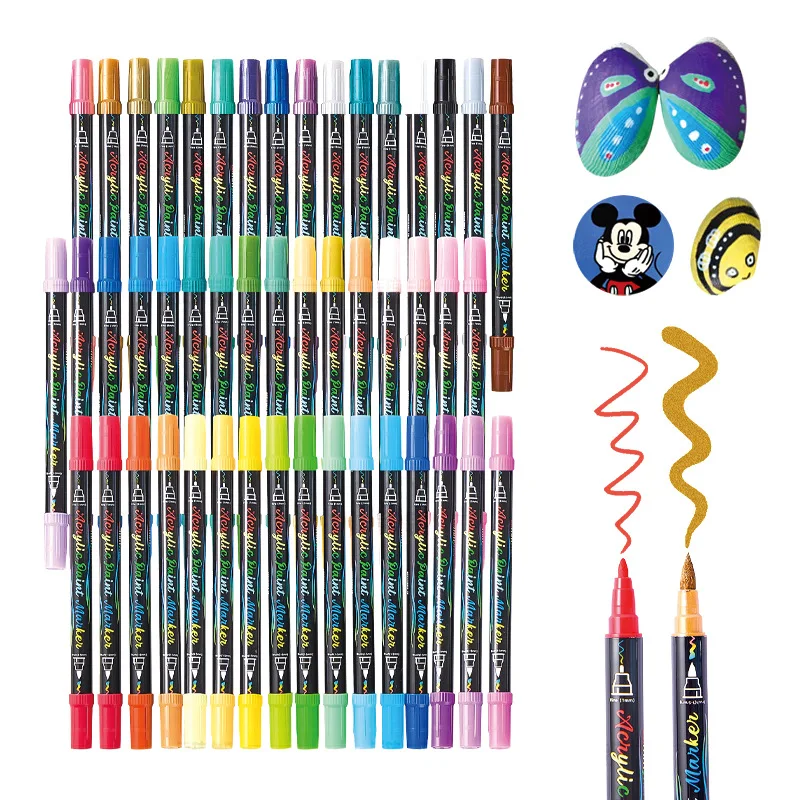 

Акриловый маркер с двойной головкой на водной основе, 48 цветов, художественный DIY, ручная роспись, маркер для рисования граффити, нетоксичный, быстросохнущий