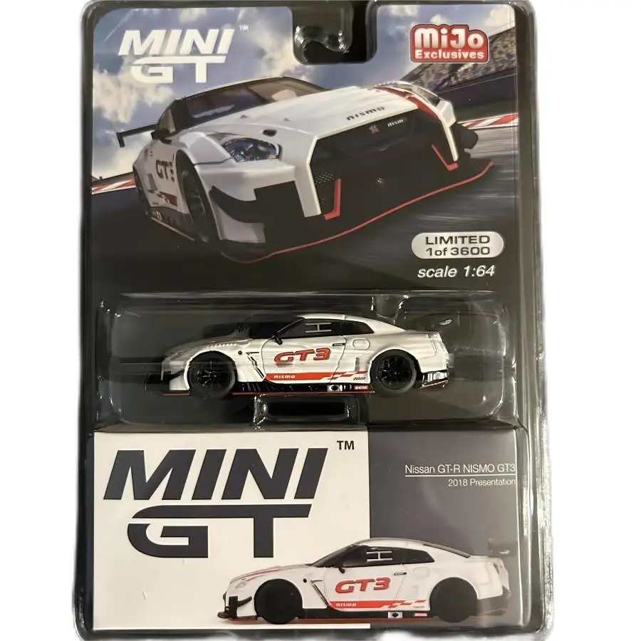 TSM Minigt 1/64 #327 NISSAN GT-R NISMO GT3 prezentacja 2018 edycja nam biała kolekcja aluminiowy Model samochodu prezentowa prezentowa