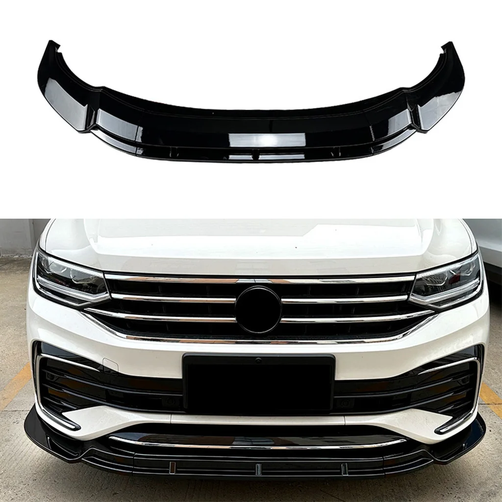 Front Bumper Lip Spoiler Splitter ABS Protector Lower Blade Car Styling For Volkswagen Tiguan Rline 2021 2022 2023 2024