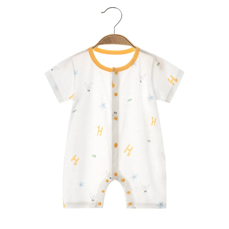 

Baby Summer Short Sleeve Rompers Baby Summer Ultra-Thin Door Pure Cotton Rompers Children's Air Conditioning Room Clothing Newbo