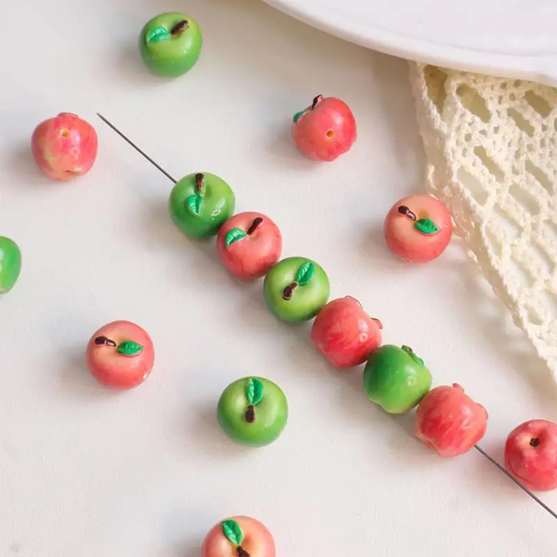 5/10Pcs Art Supplies Lovely Simulation 3D Fruit Resin Loose Beads Handmade DIY Mobile Phone Chain Bracelet Necklace Accessories