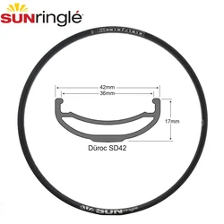 Mountain Rim Sunringle Durac 42 27.5/29 Inch Sleeved Edge 32H/28H Aluminum RimsTubeless Ready For XC TR Bike Spare Parts