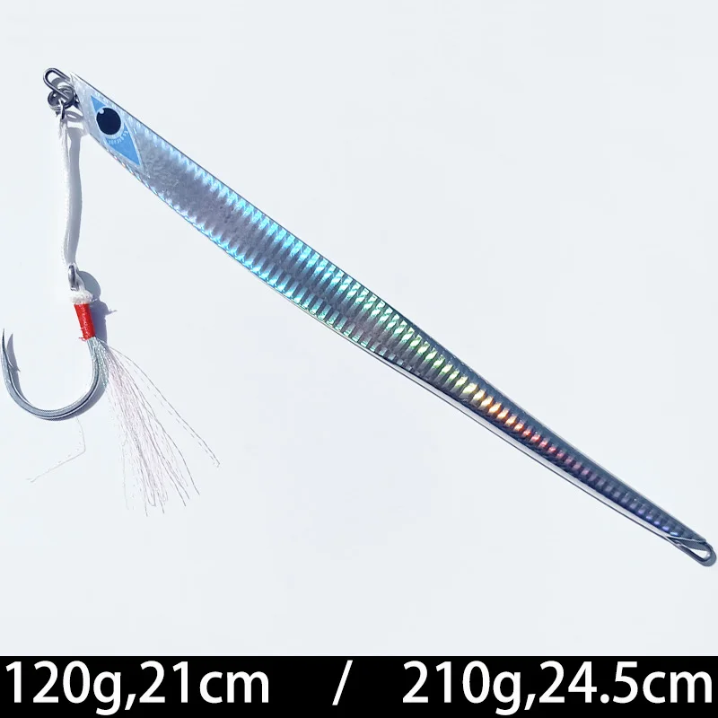 

Fast Silver Knife Jig with Assemble Hook, Slow Jig, Sea Bass, Mackerel, tuna, Boat, Fishing Game Sea, Jigging Lure, 120g, 210g