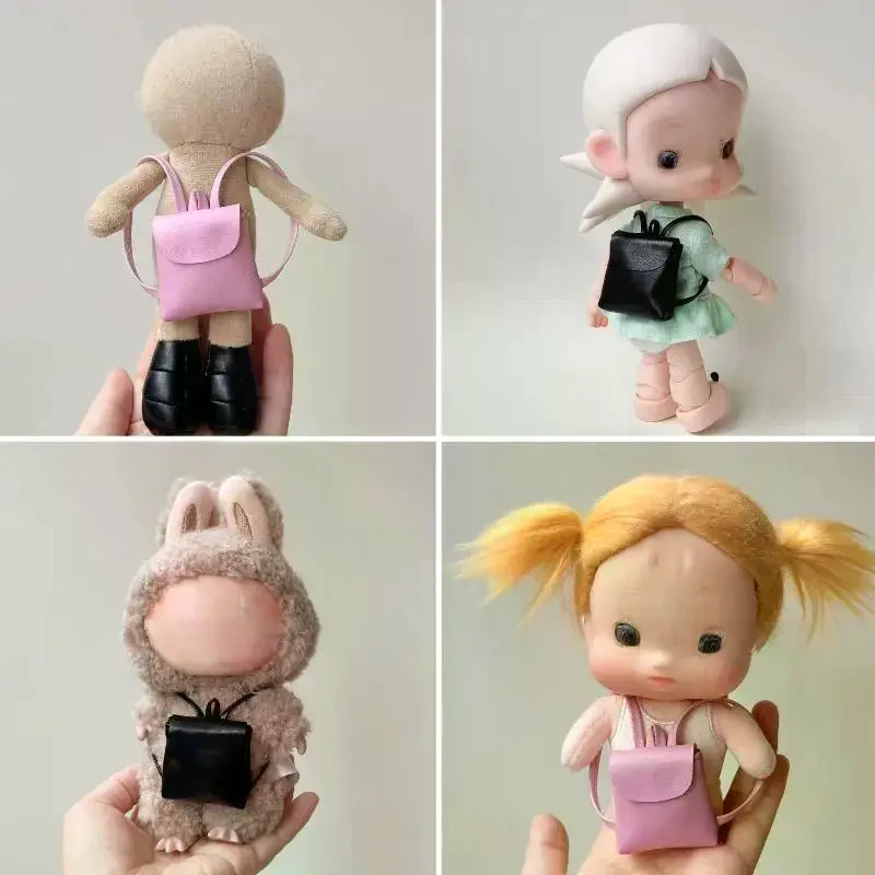 1Pcs Doll Accessories Mini Leather Backpack Bag Cute Miniature Shoulder Bag Decor For 1/6 Zsiga Dress Up Photography Props