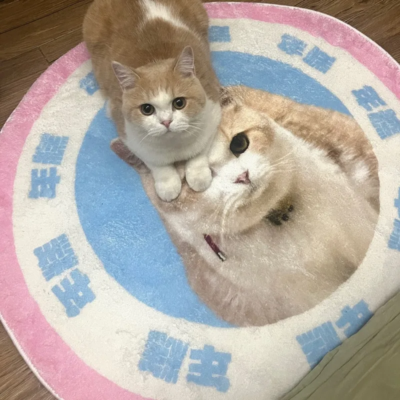 Customized Round Carpet DIY Dog Pet Photo Name Customization Animal Cat Soft Floor Mat Pet Placemat Play Mat Living Room Decor