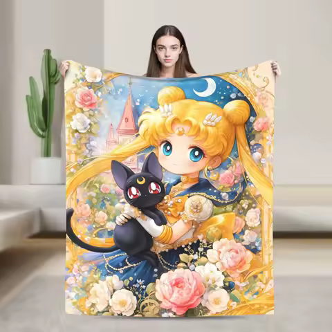 Sailor Moon Warm Blanket Child Plush Throw Blanket Funny Couch Bed Flannel Bedspread Sofa Bed Cover