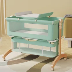 0-2 years old wooden crib Removable portable baby bassinet foldable multifunctional bb bed New child patchwork queen bed