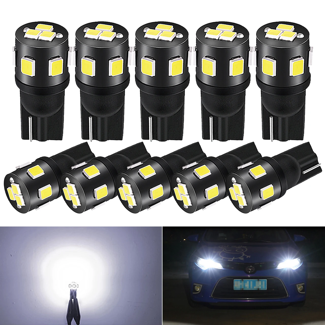 10Pcs Car Interior Light T10 168 2825 194 LED Bulb 6000k White W5W 2886x LED Auto Lamp 12V For Toyota Corolla 150 Camry 40 CHR