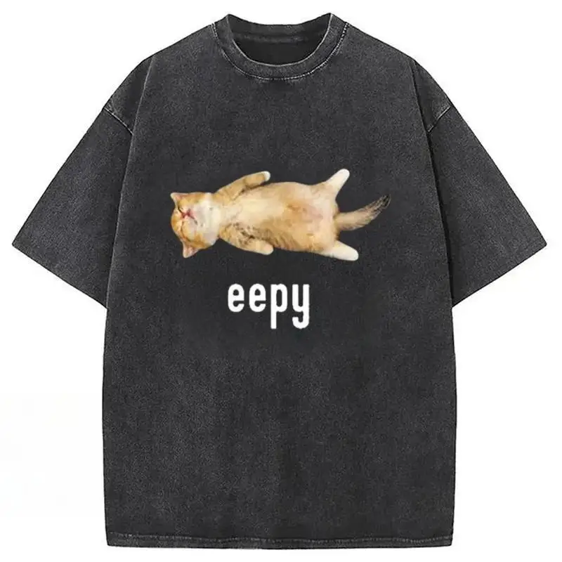 

"Cute Cat 'Eepy' T-Shirt for Women | Funny Sleepy Kitty Graphic Tee | Vintage Pet Lover Gift | Y2K Aesthetic Top"