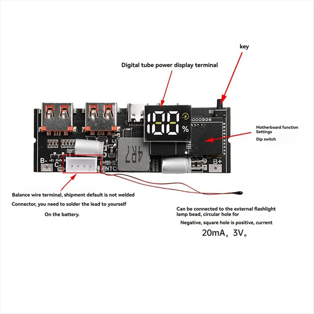 DT77 Power Bank Double TYPE C Port Two Way Mobile Power Module 18650 Charging Circuit Board DIY Motherboard 4S 100W