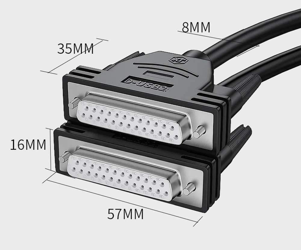 DB25 kabel męski na żeński 6 stóp podwójnie ekranowany z metalowym oplotem foliowym D-SUB 25-pinowym kablem szeregowym RS232 — zdjęcie produktu 5