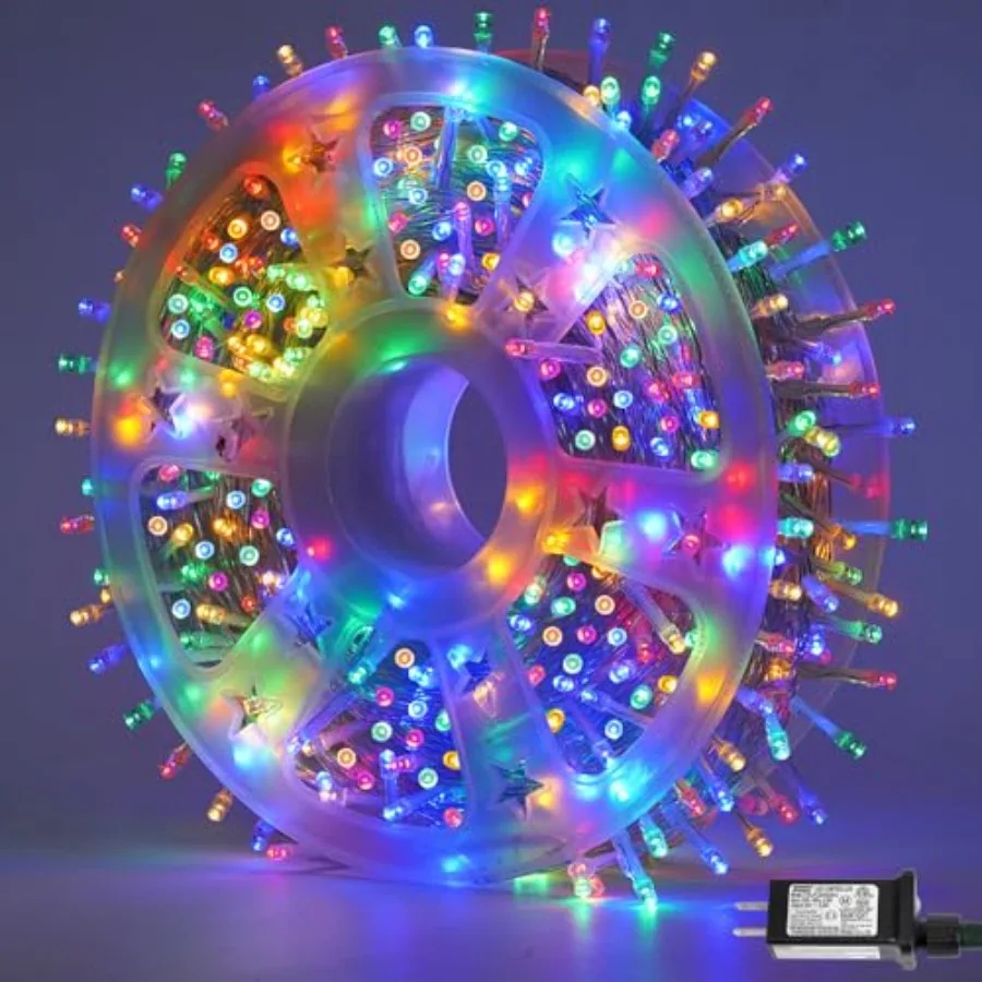 

String Lights Outdoor, 165Feet Christmas Light with 8 Modes, Clear Wire Twinkle Xmas Lights Plug-in Indoor