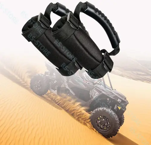 2 manijas de agarre UTV negras, manijas de nailon resistente UTV aptas para Polaris RZR, Can-Am X3, Kawasaki Mule Teryx, Talon