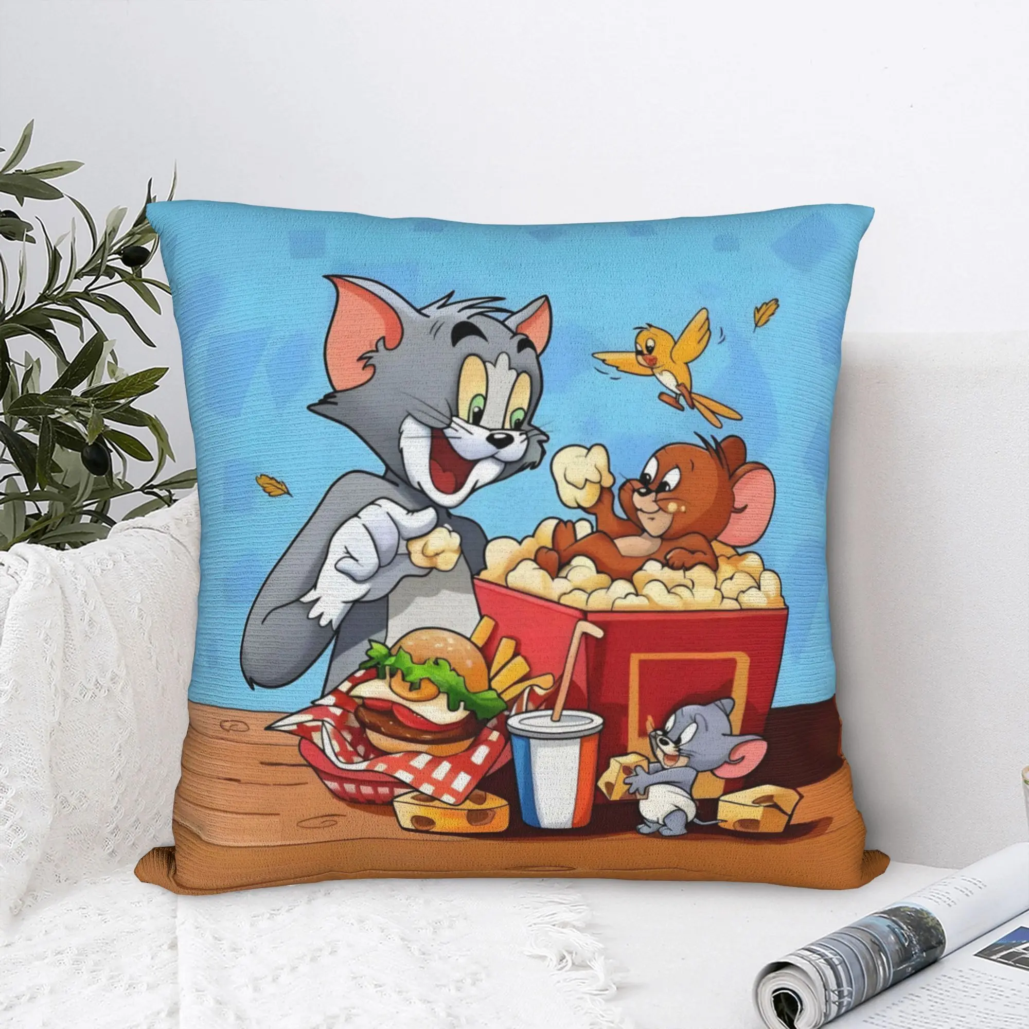Luxury Anime Tom And Jerry  Cushion Covers 40x40cm Soft Cartoon Cute  Pillow Case for Sofa Square Pillowcase Home Decor