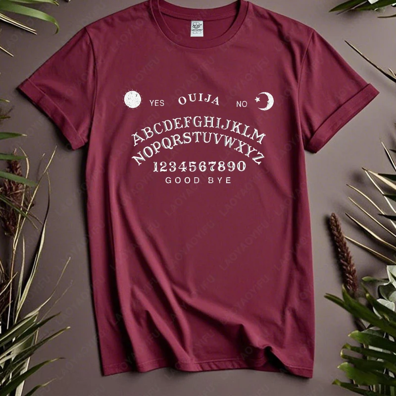 OUIJA BOARD Mystifying Oracle Cotton TShirt Talking Spirit Planchette Seance Ghost Tees Unique Letters Printed Camisetas Tops