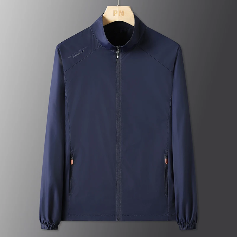 New Running Jacket Ultra Light Men's Summer Casual Zipper Placket Soft Skin Windbreaker Street Motorcycle Fishing Sunscreen Suit