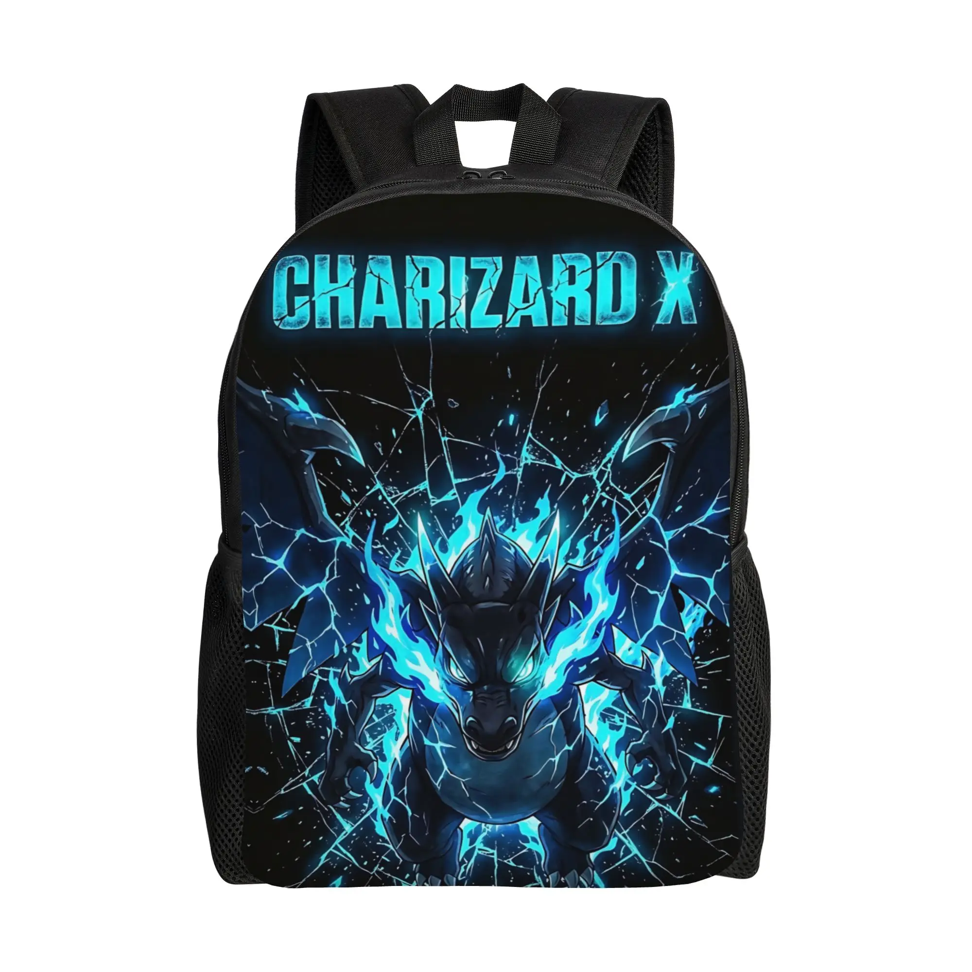 Fashion Pokemon Mega Charizard X Blue Flame Backpack ita bag  mochila Solid Office Work Retro Washable Rucksack