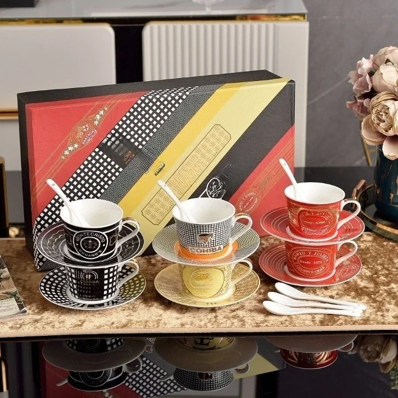 Cigar element coffee cup and saucer with spoon set office father boy leader high-end niche gift giving