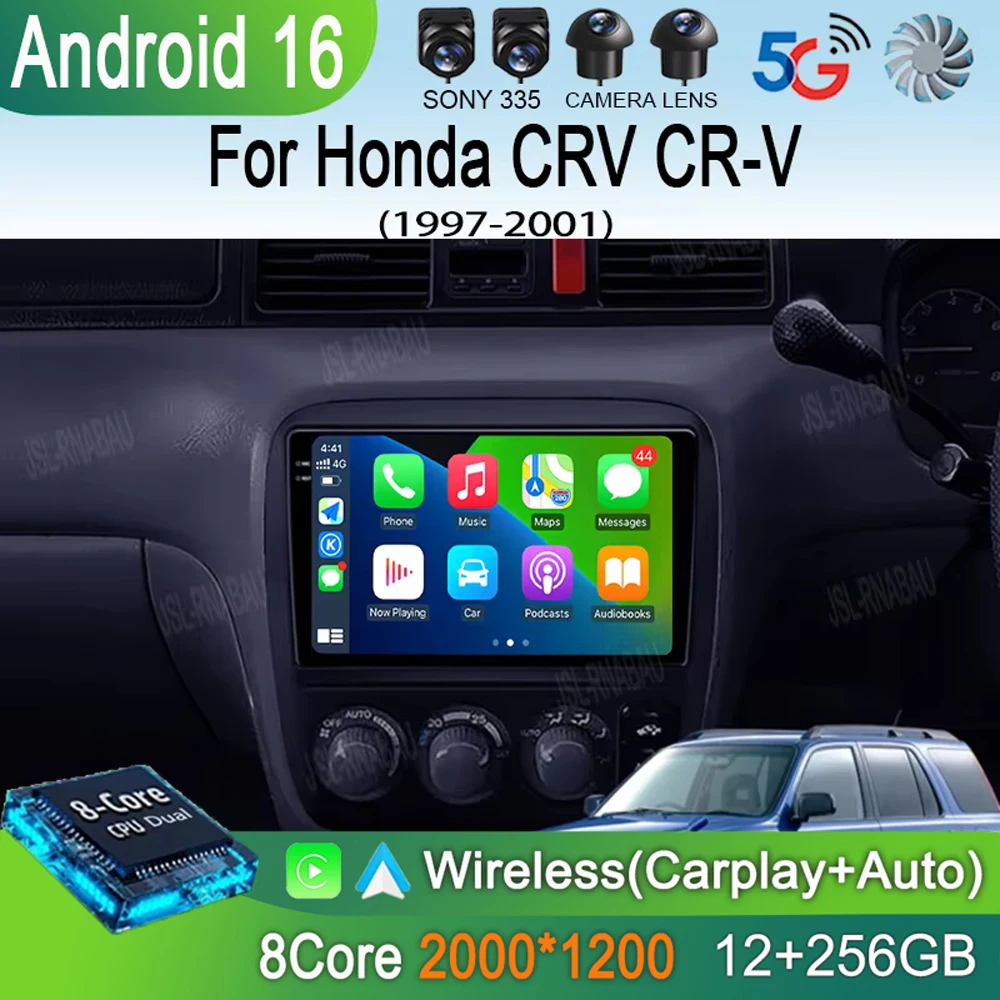 

Автомагнитола Android 16 Carplay Auto для Honda CRV CR-V 1997-2001, мультимедийный видеоплеер, GPS-навигация, автомагнитола, стереосистема 2 Din DSP