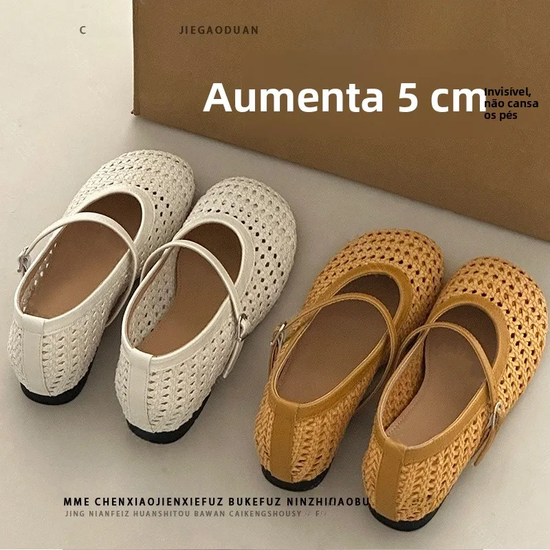 comfortable-mary-jane-shoes-no-foot-pain-invisible-5cm-heightening-spring-summer-knitted-slip-on-women's-fashion-single-shoes