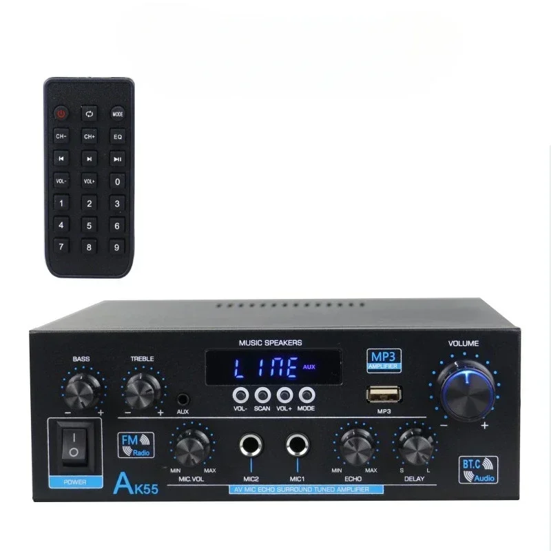 

For AK55 900W Home Power Amplifier 2.0 Channel Bluetooth 5.0 Hifi Digital Stereo Sound Amplifier 2.0 450W+450W Subwoofer