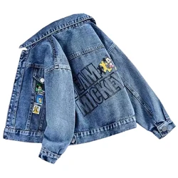 2024 New Cartoon Mickey Mouse Denim Jacket For Children Coat Spring Autumn Boys Girls Outerwear Kids Fashion Casual Jackets Tops