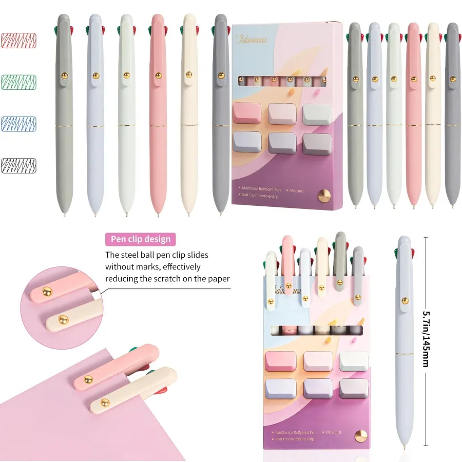 

Разноцветные ручки Ddaowanx, цветная шариковая ручка 4-в-1, 0,5 мм, тонкая точка, гладкое письмо для офиса и школы, идеальная медсестра Acc