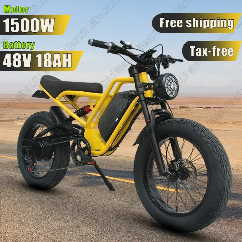 JAGUAR Ebikes Full Suspension 1500W 48V 18AH Removable Battery Fat Tire Electric Bicycle Hydraulic Brake Adults Electric Bike